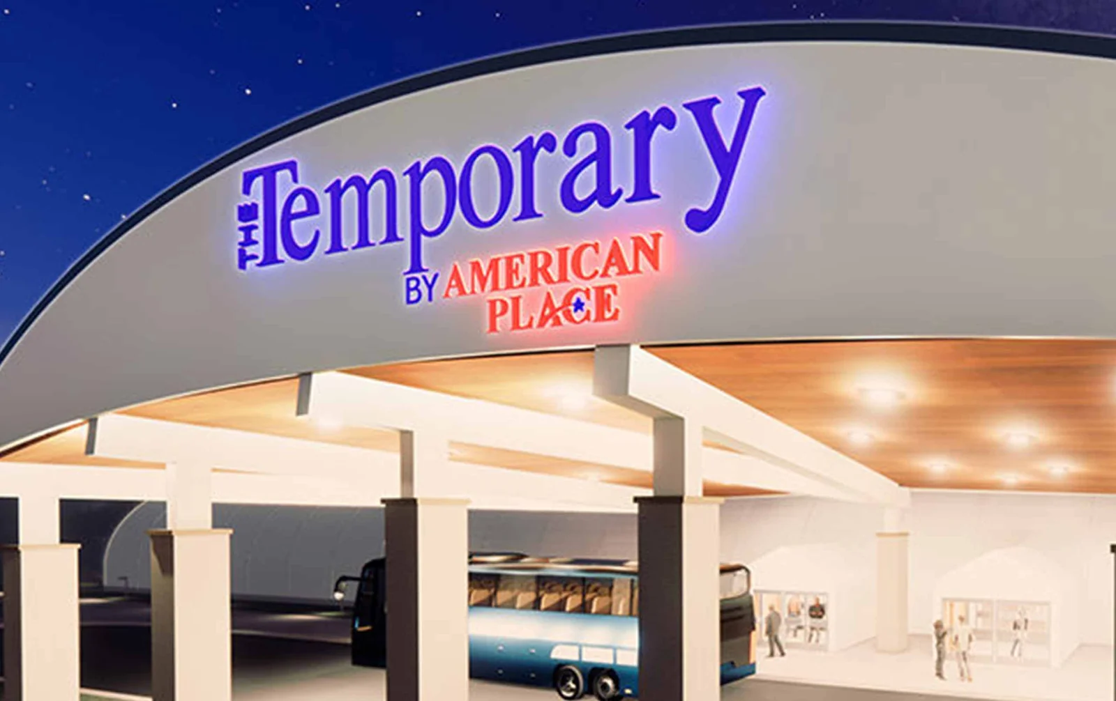 Architectural rendering of the entrance to The Temporary by American Place