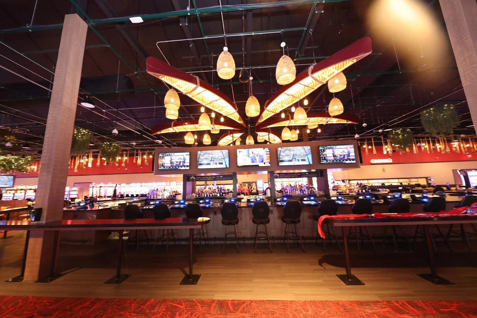 Bar and gaming area inside The Temporary by American Place