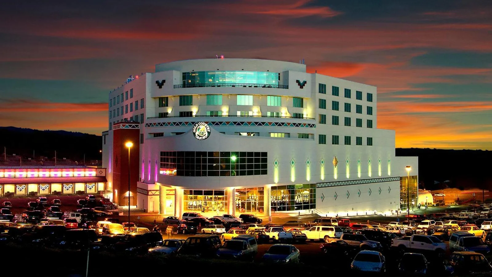 Gold Country Casino Resort exterior at sunset in Oroville, California