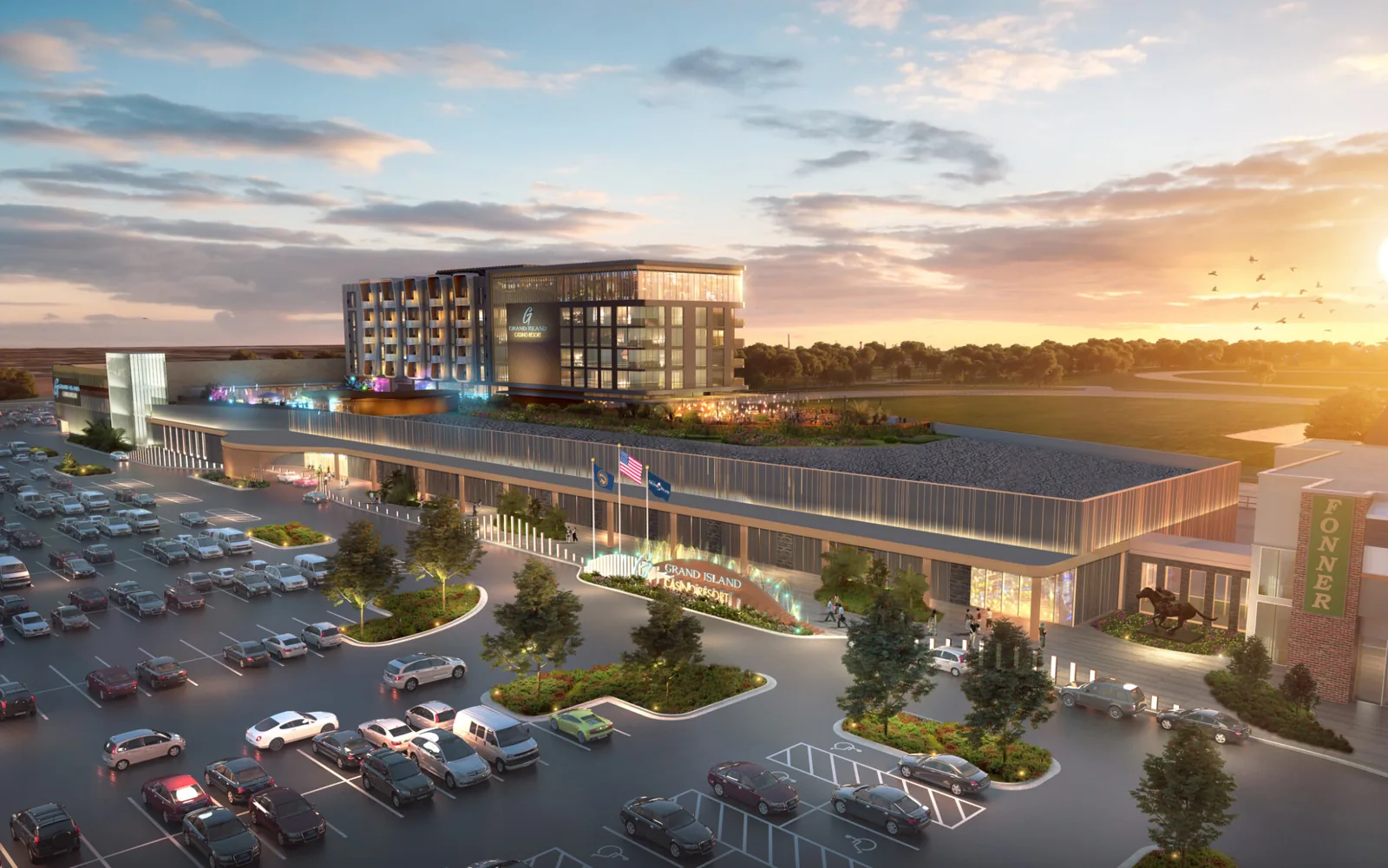 Architectural rendering of the permanent Grand Island Casino Resort