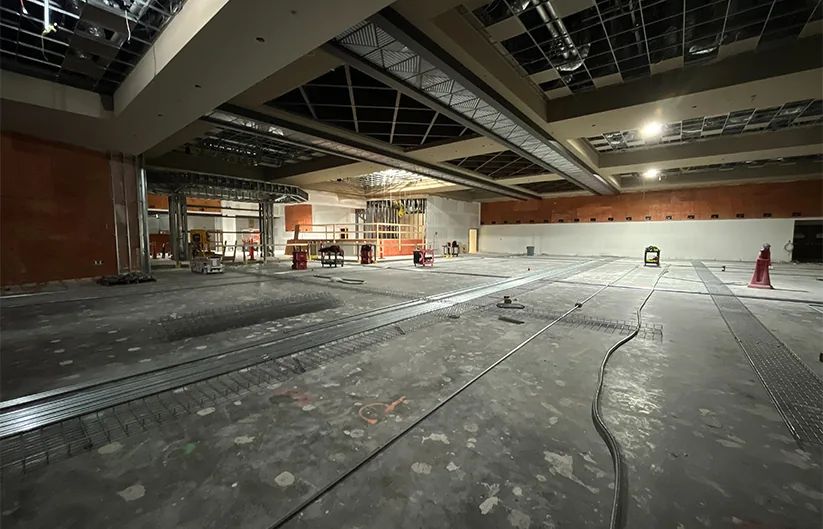 Rock & Brews stage and gaming area during construction at Potawatomi Casino Hotel