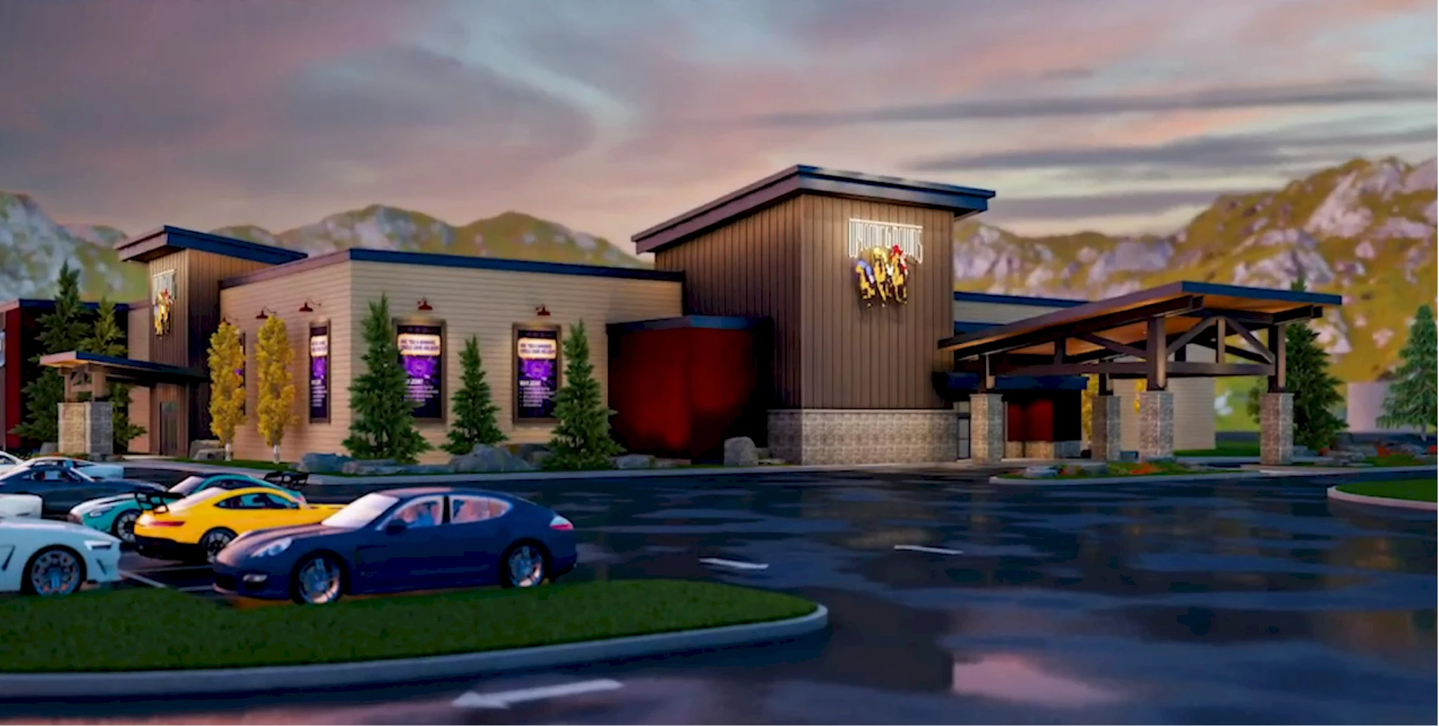 Architectural rendering of the planned Wyoming Downs Casino exterior